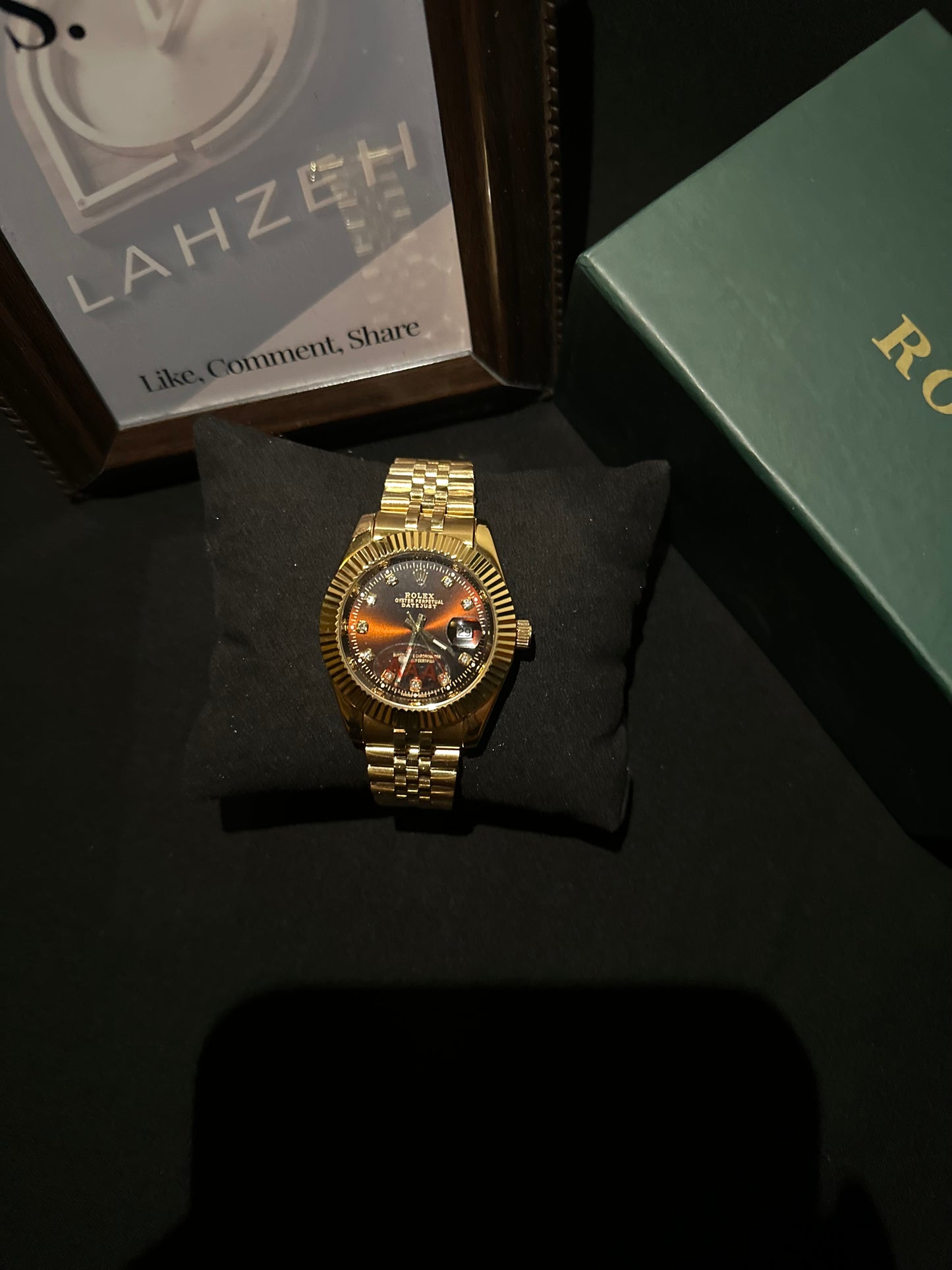 RLX Gold D-Just Maroon Dial