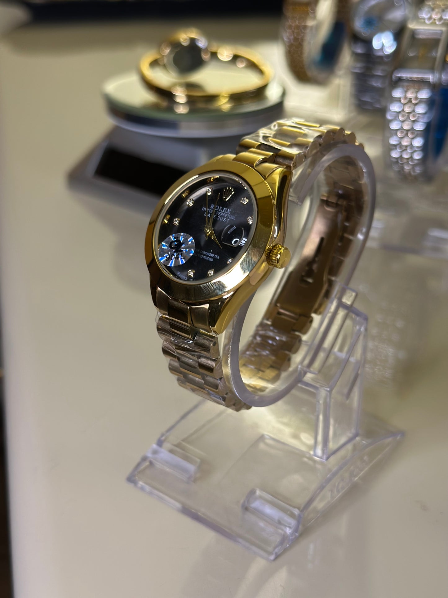 RLX D-Just Gold for ladies Black Dial (Premium+ Quality)