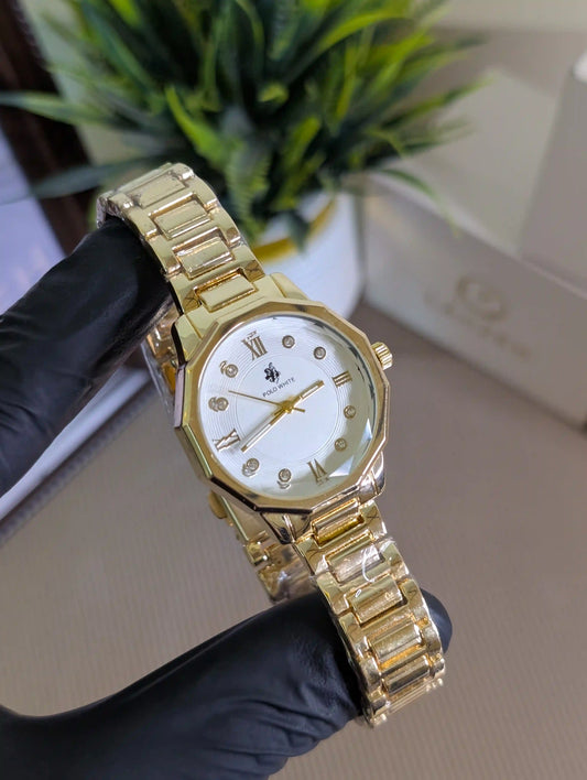 Polowhite Hex Dial Gold