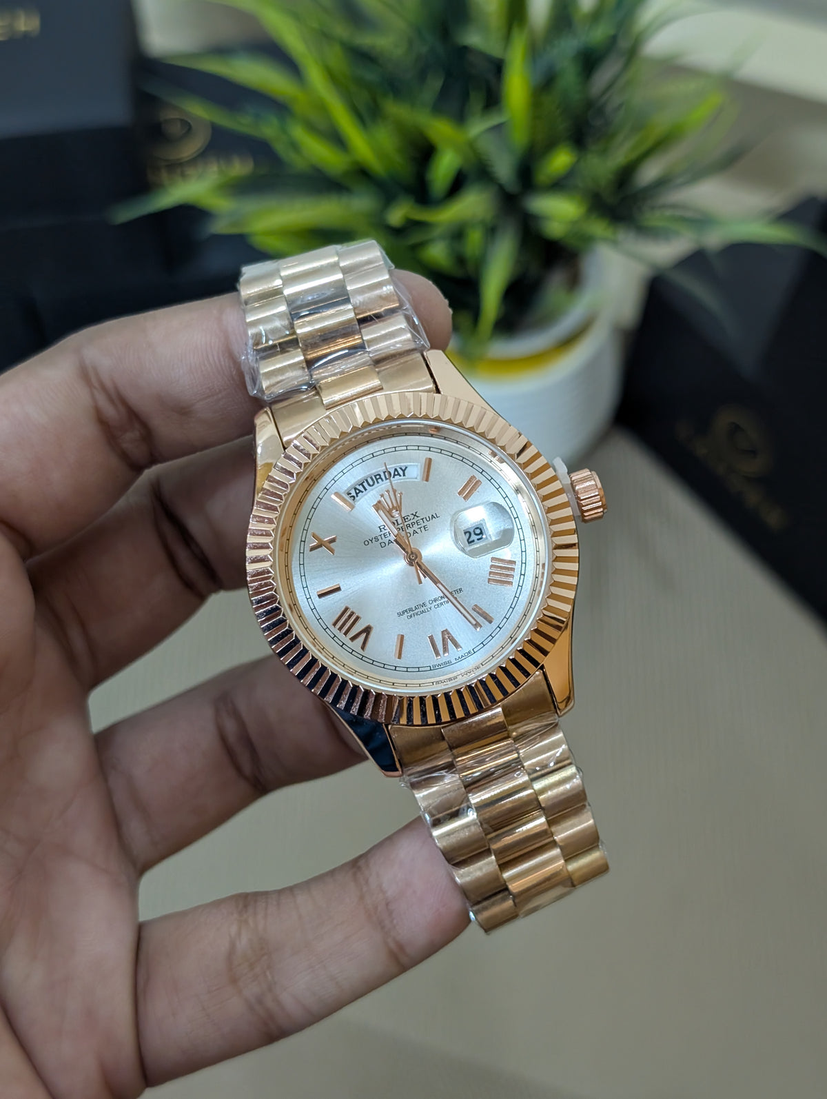 Lahzeh Ridge Day & Date Rose Gold