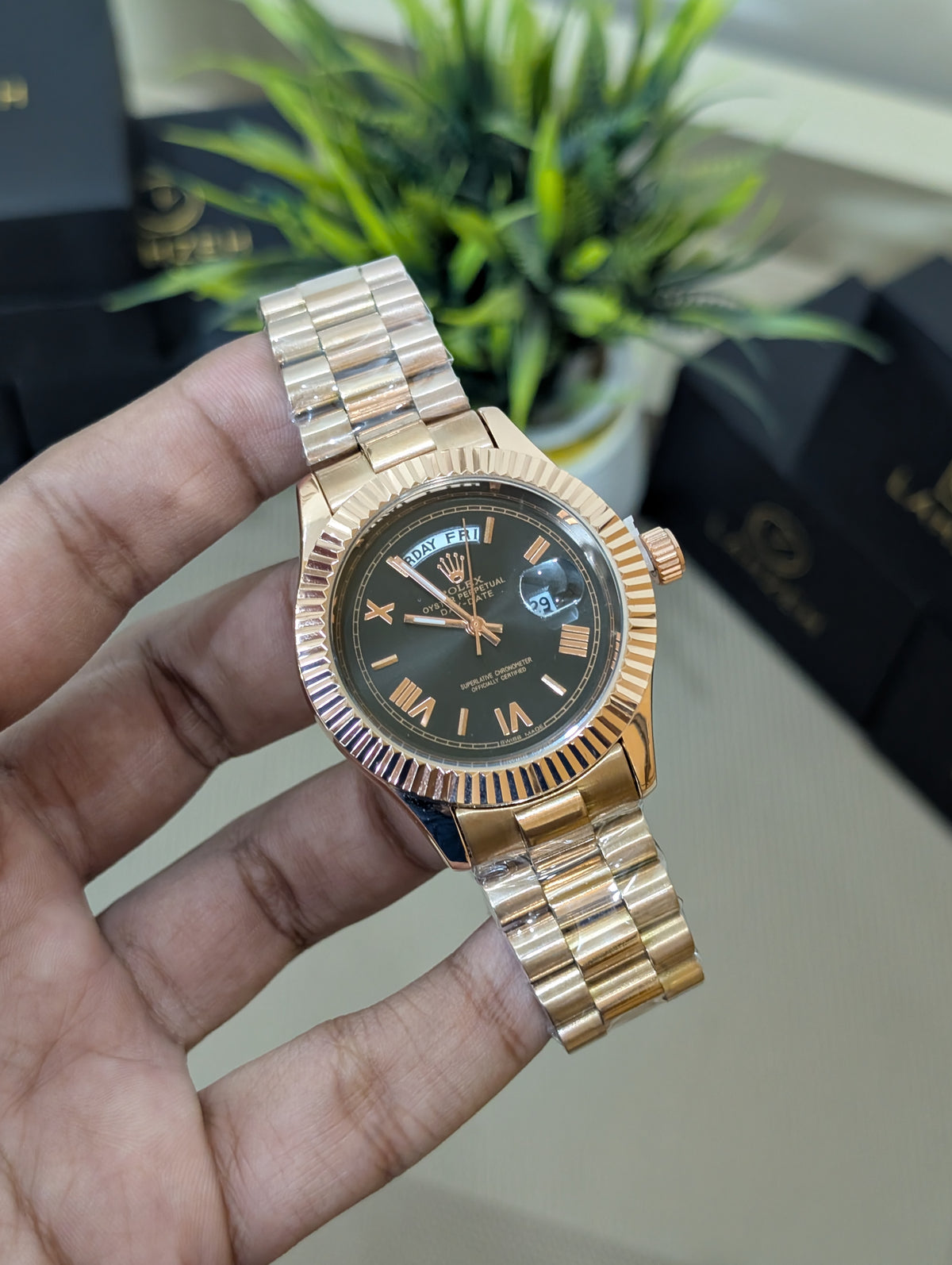 Lahzeh Ridge Day & Date Rose Gold