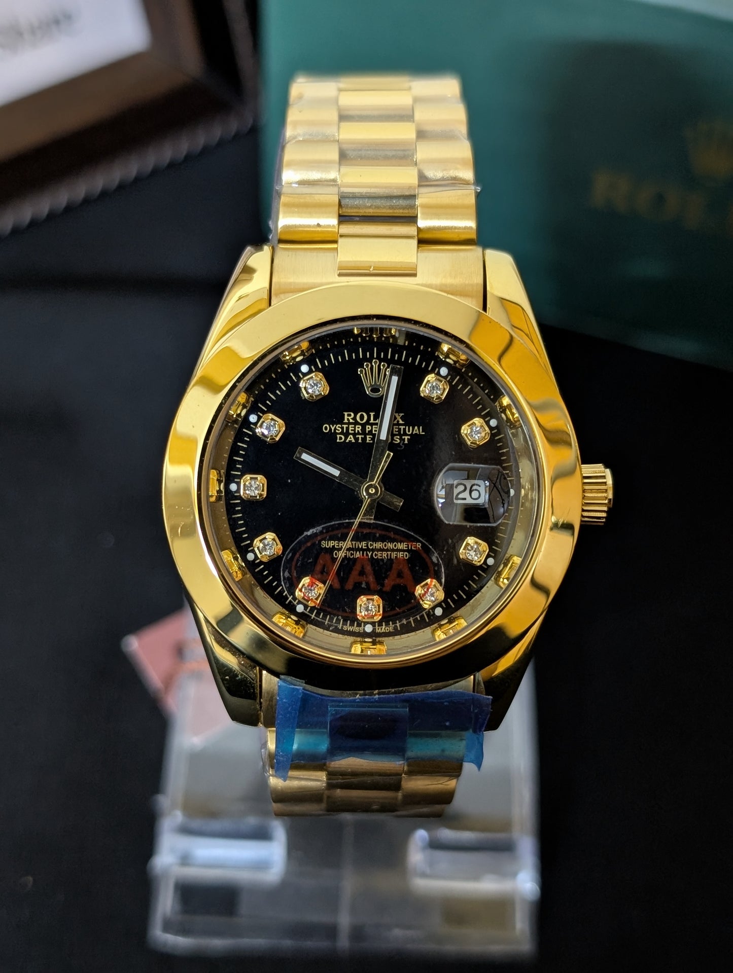 RLX Gold D-Just Black Dial
