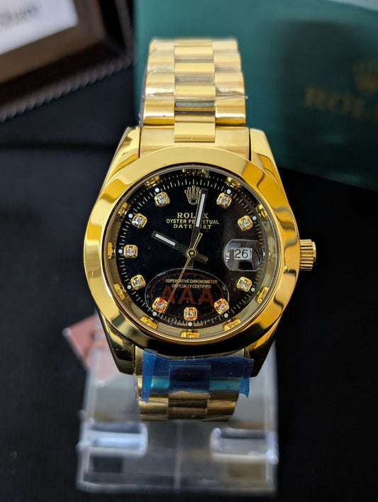 RLX Gold D-Just Black Dial