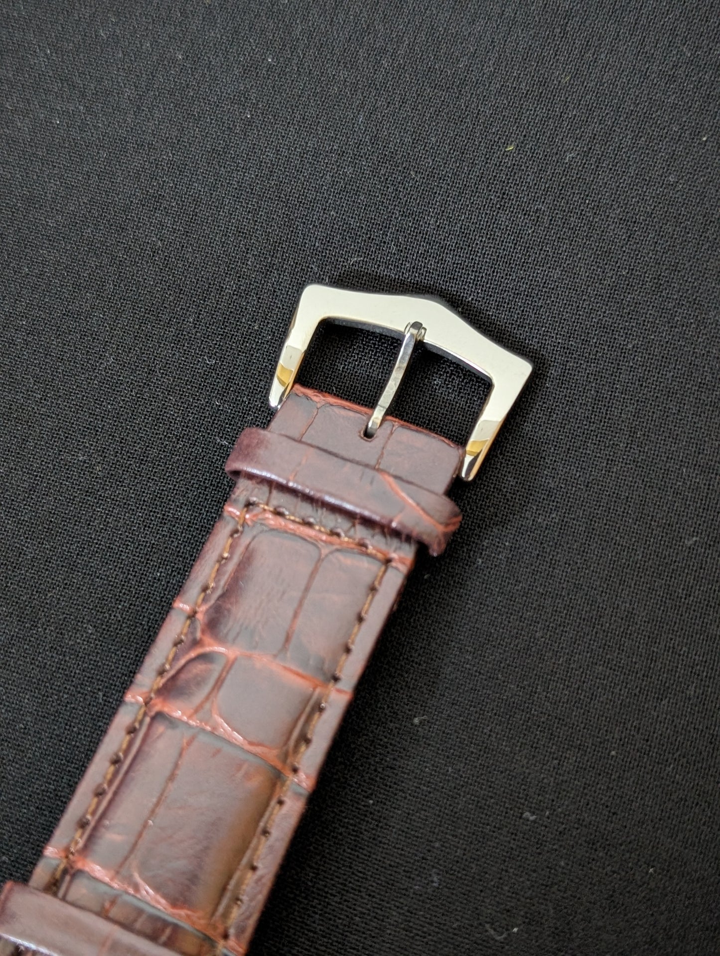 Cart-ier Tank Marked Silver Case Brown Strap