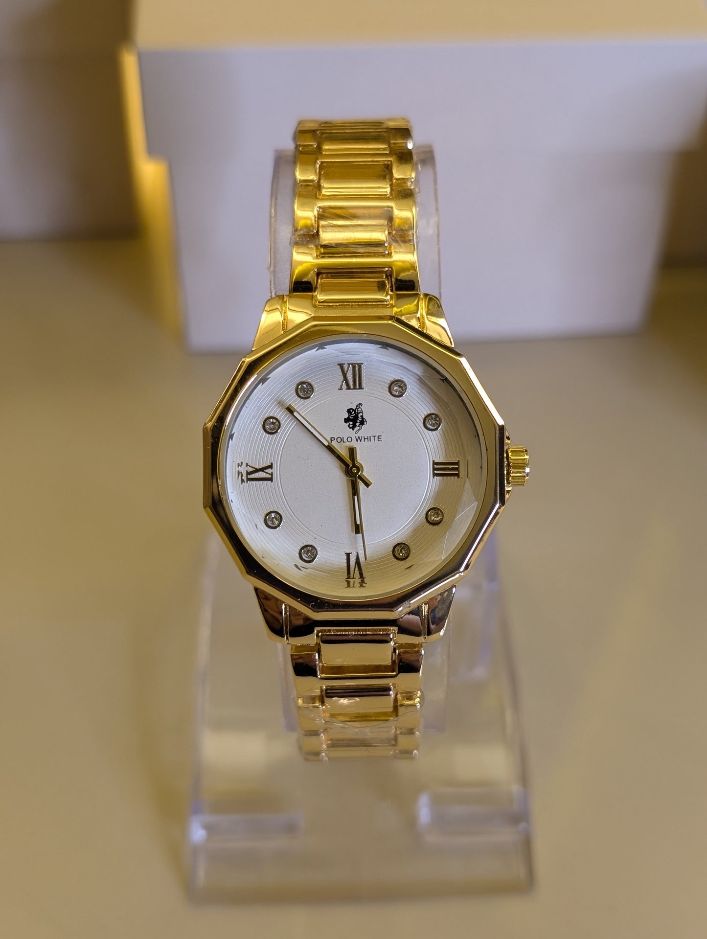 Polowhite Hex Dial Gold